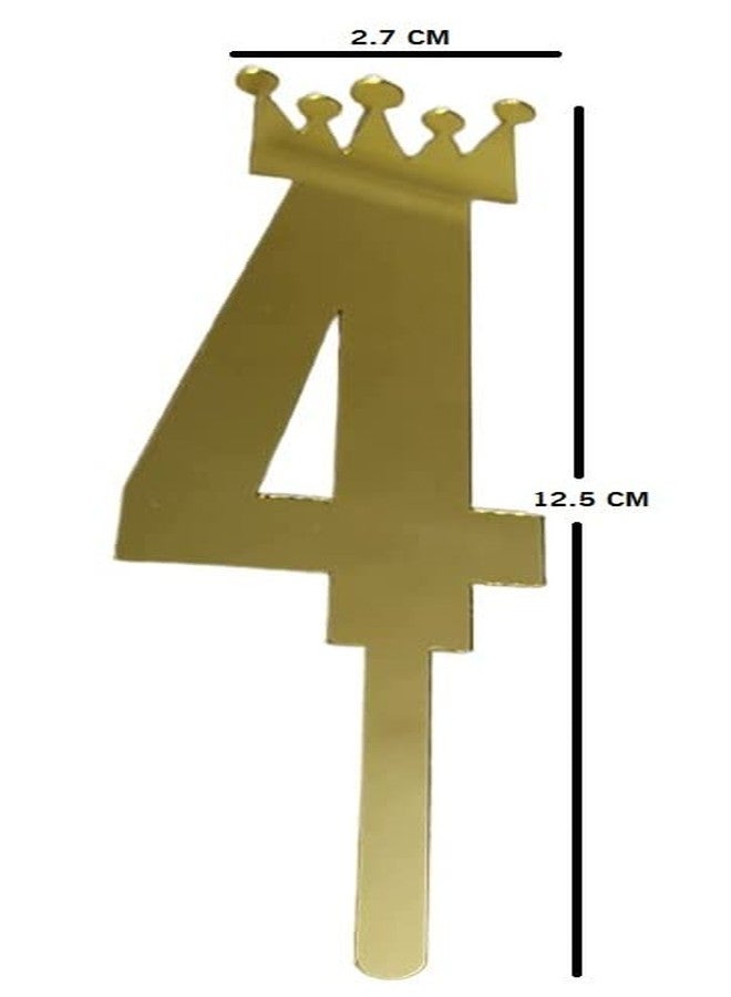 موريل زينة كعكة موريل الذهبية اللون رقم 4 مع زينة عيد ميلاد سعيد لتزيين كعكة عيد ميلاد الأطفال، أعلام للبنات/الأولاد/الأطفال. - Image 2